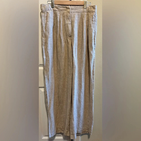 M&S Beige Linen Pants Size 12 Long - Picture 1 of 14